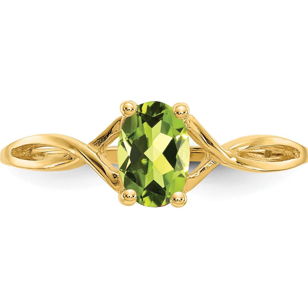 14K Yellow Gold Oval Peridot Birthstone Ring - 0.45 Carat by Oro Pregiato