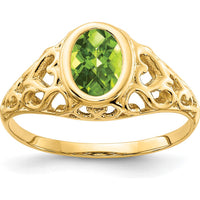 14K Yellow Gold Oval Peridot Checkerboard Ring - 1.00 Carat Peridot by Monteluci Fine Jewelry