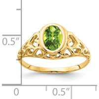 14K Yellow Gold Oval Peridot Checkerboard Ring - 1.00 Carat Peridot by Monteluci Fine Jewelry