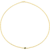 14K Yellow Gold Oval Peridot Mirrored Chain Bracelet - 6x4mm Gemstone Centerpiece - 7.25" by Orozza Fine Jewelry