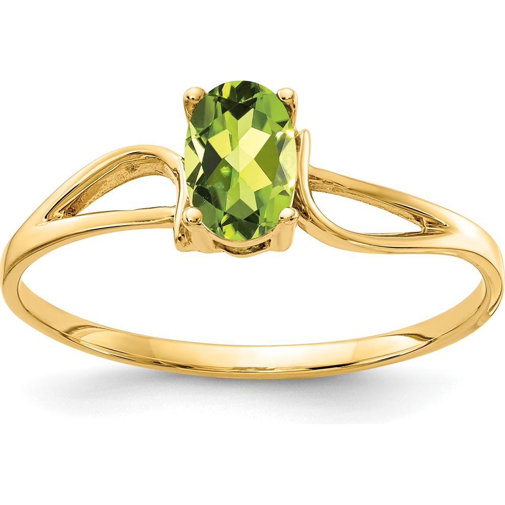 14K Yellow Gold Oval Peridot Ring - 0.45 Carat Natural Peridot by Monteluci Fine Jewelry