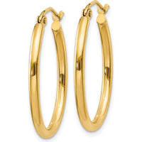 14K Yellow Gold Oval Polished Hoop Earrings - 17mm Length, 20mm Width by 0