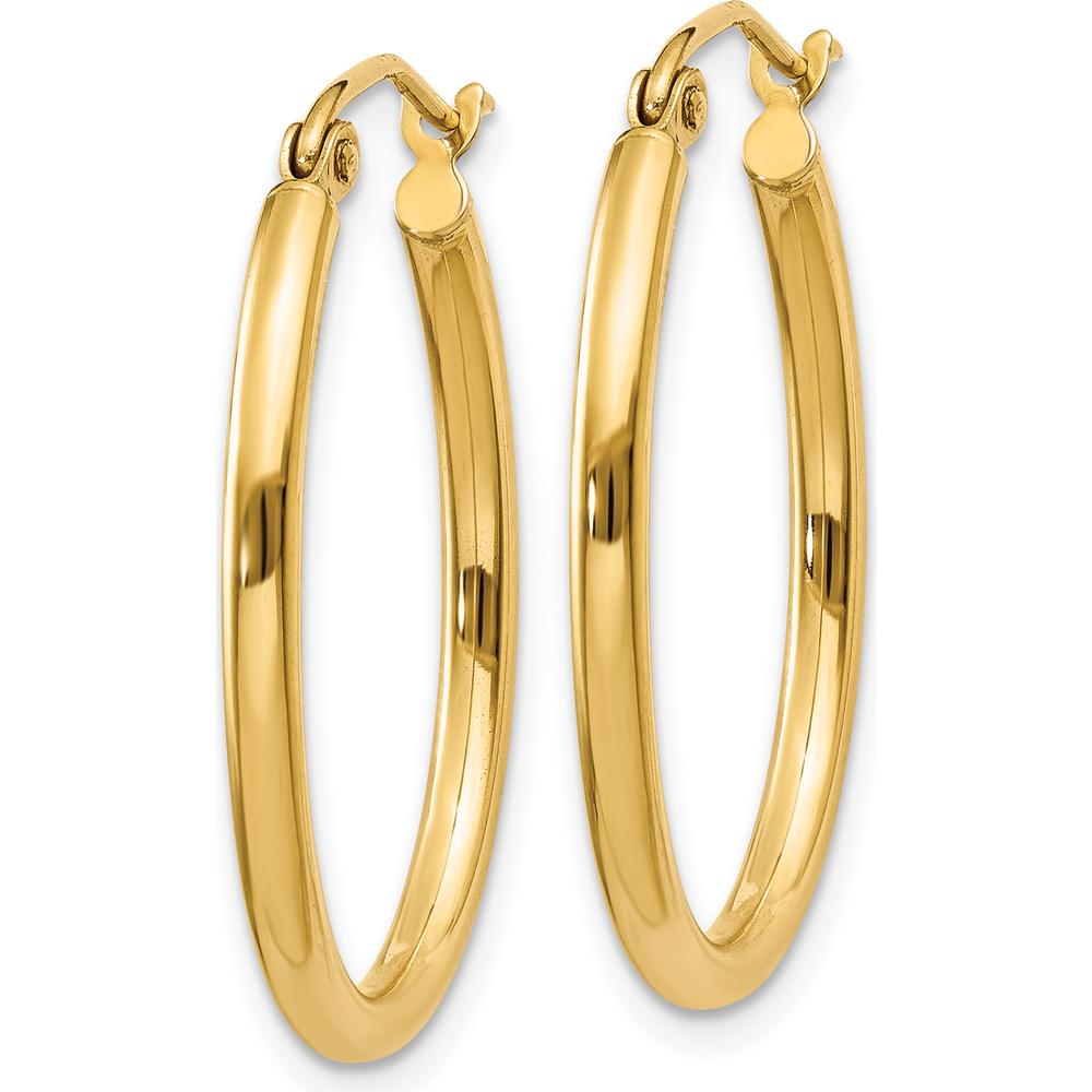 14K Yellow Gold Oval Polished Hoop Earrings - 17mm Length, 20mm Width by 0