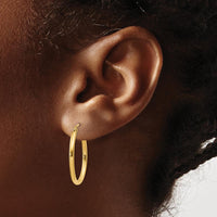 14K Yellow Gold Oval Polished Hoop Earrings - 17mm Length, 20mm Width by 0