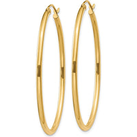 14K Yellow Gold Oval Polished Hoop Earrings - 28mm Length, 34.5mm Width by 0