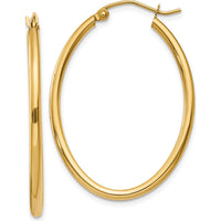 14K Yellow Gold Oval Polished Hoop Earrings - 33mm Length by 0