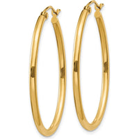 14K Yellow Gold Oval Polished Hoop Earrings - 33mm Length by 0