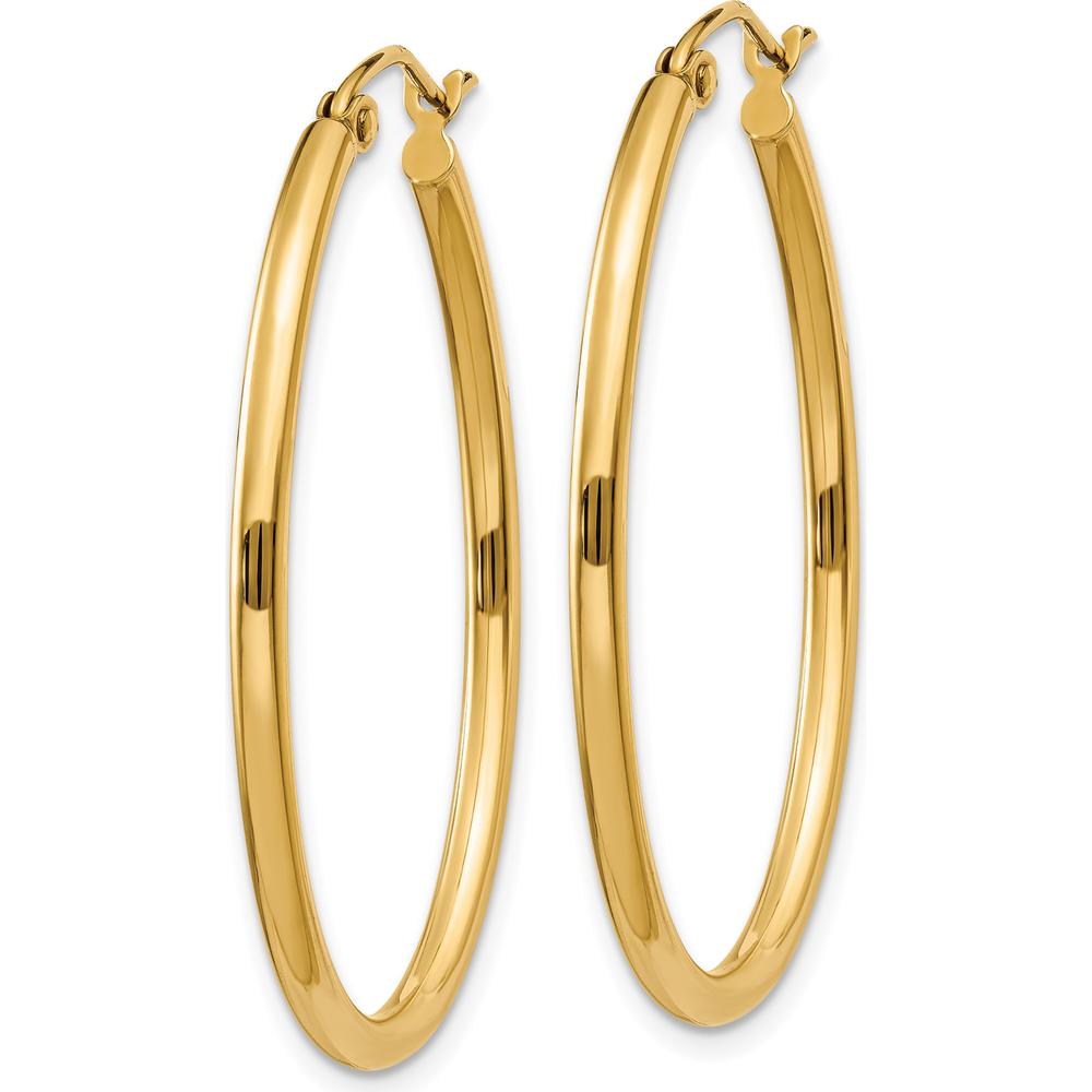 14K Yellow Gold Oval Polished Hoop Earrings - 33mm Length by 0