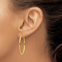 14K Yellow Gold Oval Polished Hoop Earrings - 33mm Length by 0