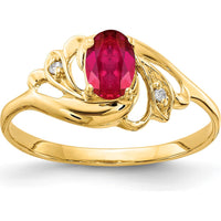 14K Yellow Gold Oval Ruby and Diamond Ring with Round Diamond Accents - 0.60 Carat Total Ruby Weight by Monteluci Fine Jewelry