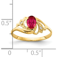 14K Yellow Gold Oval Ruby and Diamond Ring with Round Diamond Accents - 0.60 Carat Total Ruby Weight by Monteluci Fine Jewelry