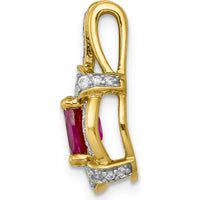 14K Yellow Gold Oval Ruby and Diamond Vintage Pendant - 0.91 Carat Ruby, 0.038 Carat Diamond by Lumare Gioia