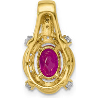 14K Yellow Gold Oval Ruby and Diamond Vintage Pendant - 0.91 Carat Ruby, 0.038 Carat Diamond by Lumare Gioia