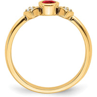 14K Yellow Gold Oval Ruby and Round Diamond Ring - 0.20 Carat Ruby, 0.04 Carat Diamonds by 0
