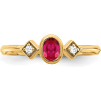 14K Yellow Gold Oval Ruby and Round Diamond Ring - 0.20 Carat Ruby, 0.04 Carat Diamonds by 0