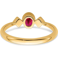 14K Yellow Gold Oval Ruby and Round Diamond Ring - 0.20 Carat Ruby, 0.04 Carat Diamonds by 0