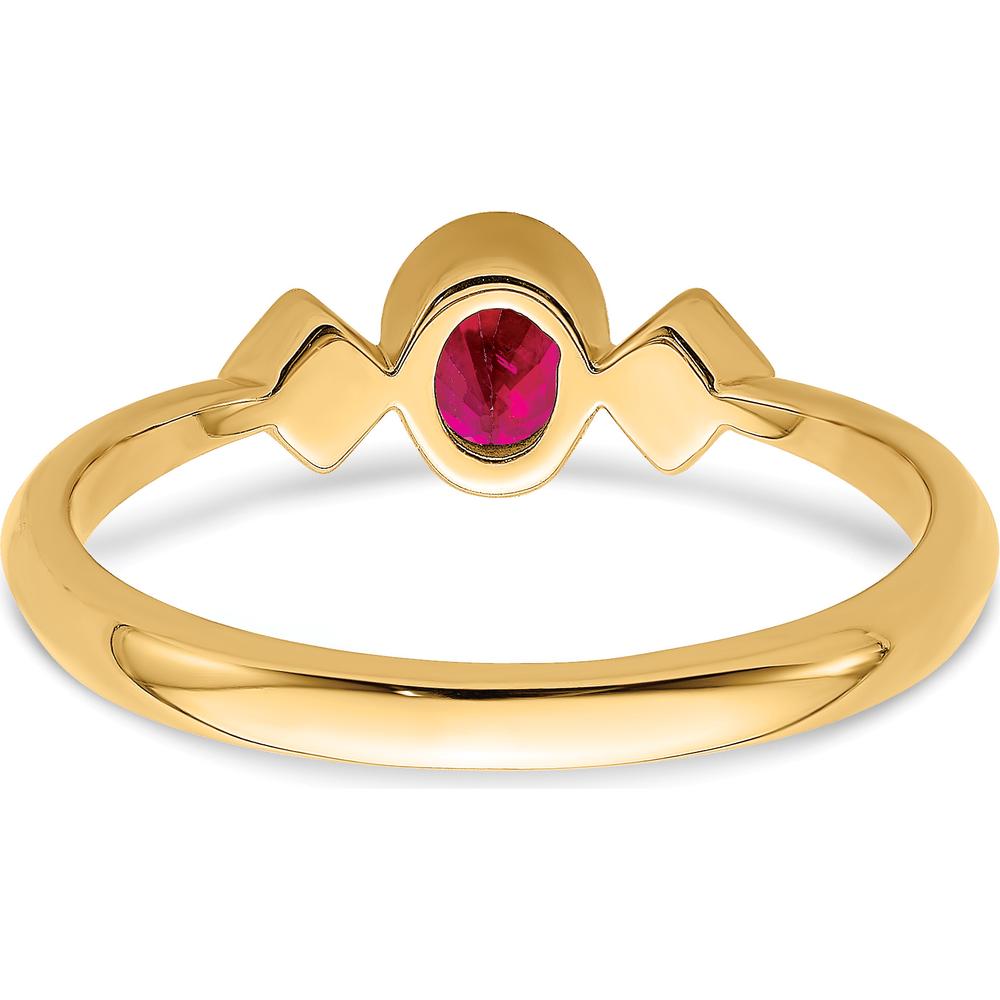 14K Yellow Gold Oval Ruby and Round Diamond Ring - 0.20 Carat Ruby, 0.04 Carat Diamonds by 0