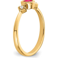 14K Yellow Gold Oval Ruby and Round Diamond Ring - 0.20 Carat Ruby, 0.04 Carat Diamonds by 0