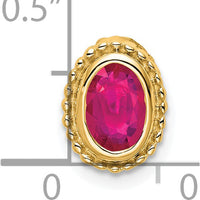 14K Yellow Gold Oval Ruby Pendant with Beaded Edge - 0.6 Carat Total Ruby Weight by Lumare Gioia