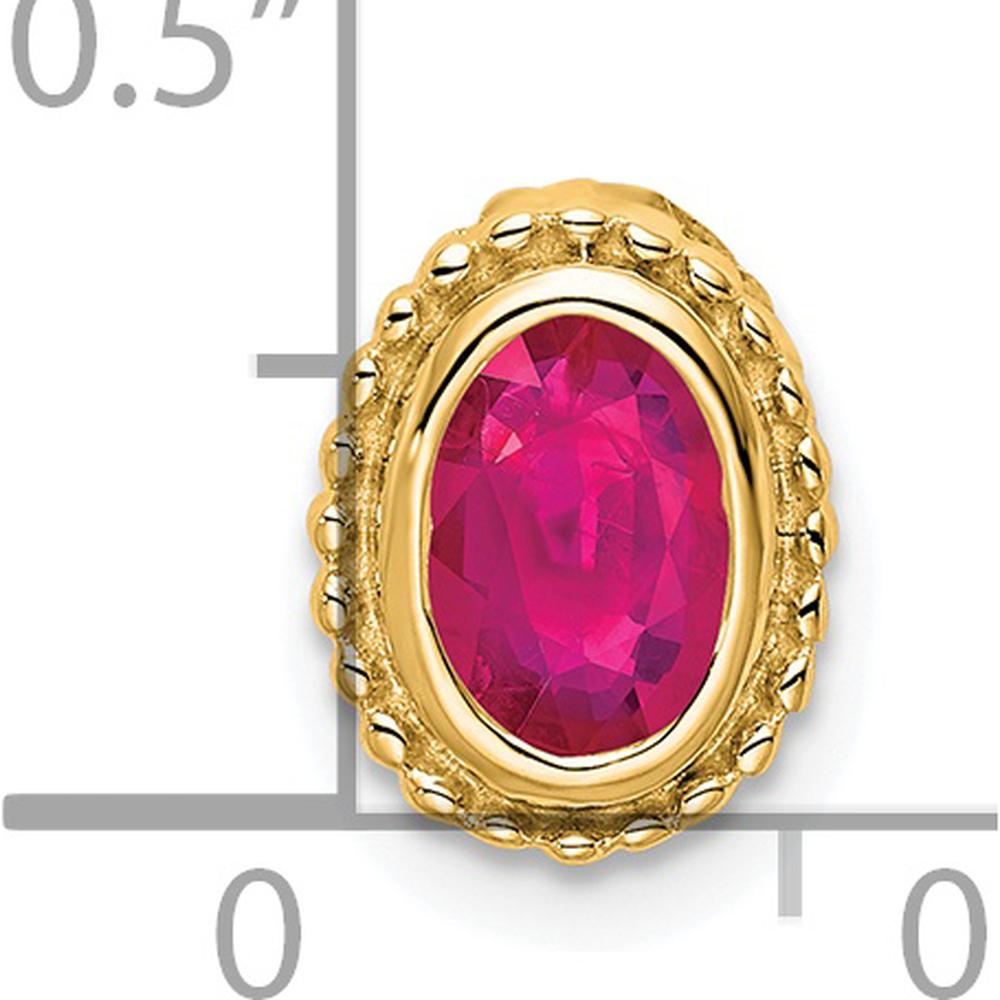 14K Yellow Gold Oval Ruby Pendant with Beaded Edge - 0.6 Carat Total Ruby Weight by Lumare Gioia