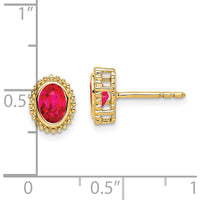 14K Yellow Gold Oval Ruby Post Earrings - 0.32 Carat Total Ruby Weight by Monteluci Fine Jewelry