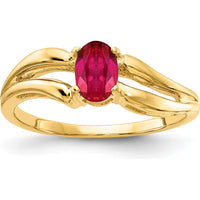 14K Yellow Gold Oval Ruby Ring - 0.6 Carat Natural Faceted Ruby by Monteluci Fine Jewelry