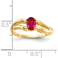 14K Yellow Gold Oval Ruby Ring - 0.6 Carat Natural Faceted Ruby by Monteluci Fine Jewelry