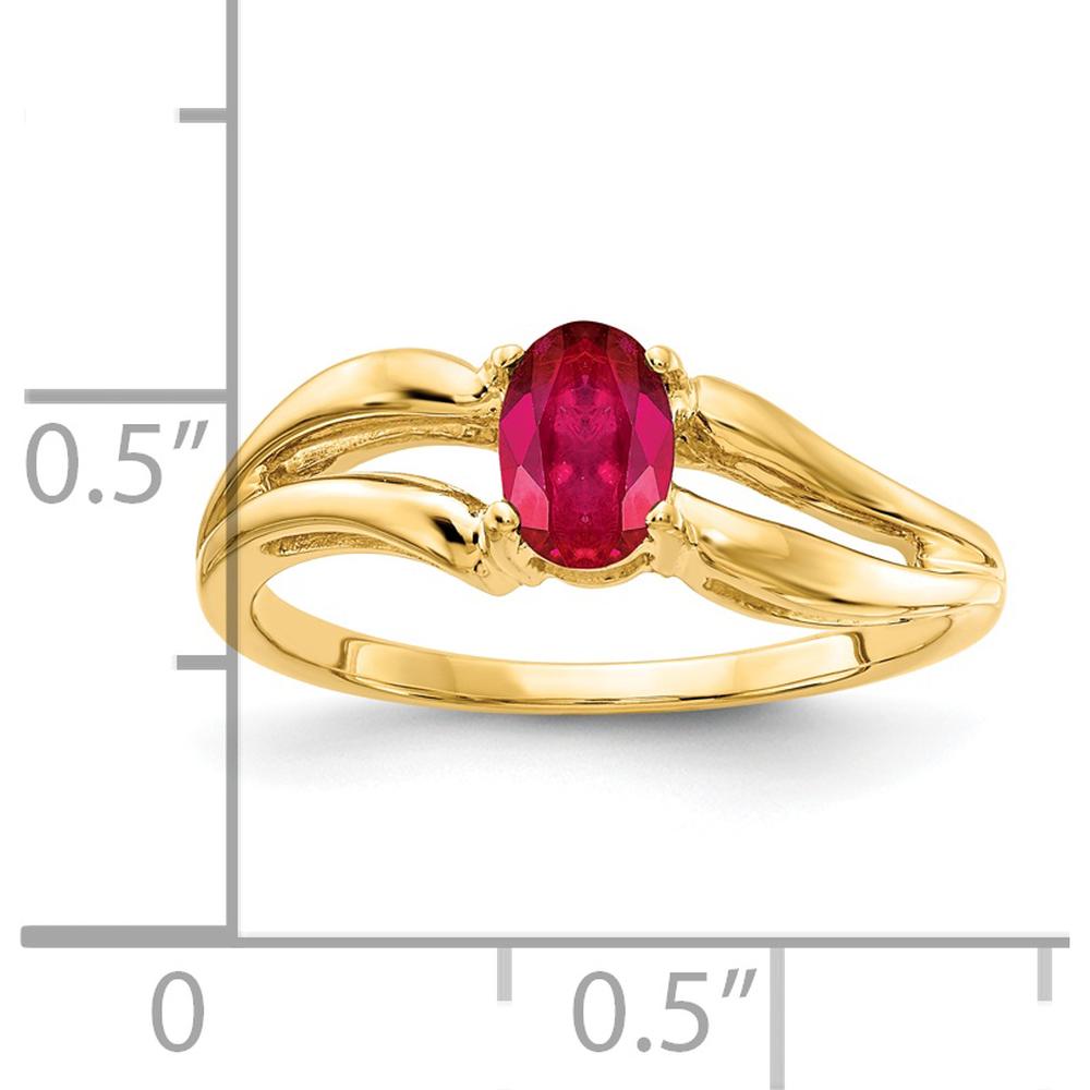 14K Yellow Gold Oval Ruby Ring - 0.6 Carat Natural Faceted Ruby by Monteluci Fine Jewelry
