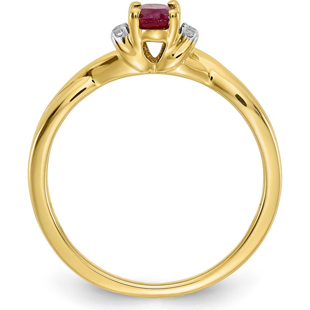 14K Yellow Gold Oval Ruby Ring with Round Diamonds - 0.6 Carat Ruby, 0.048 Carat Diamonds by 0
