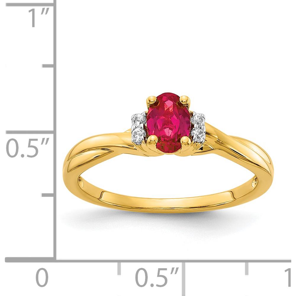 14K Yellow Gold Oval Ruby Ring with Round Diamonds - 0.6 Carat Ruby, 0.048 Carat Diamonds by 0