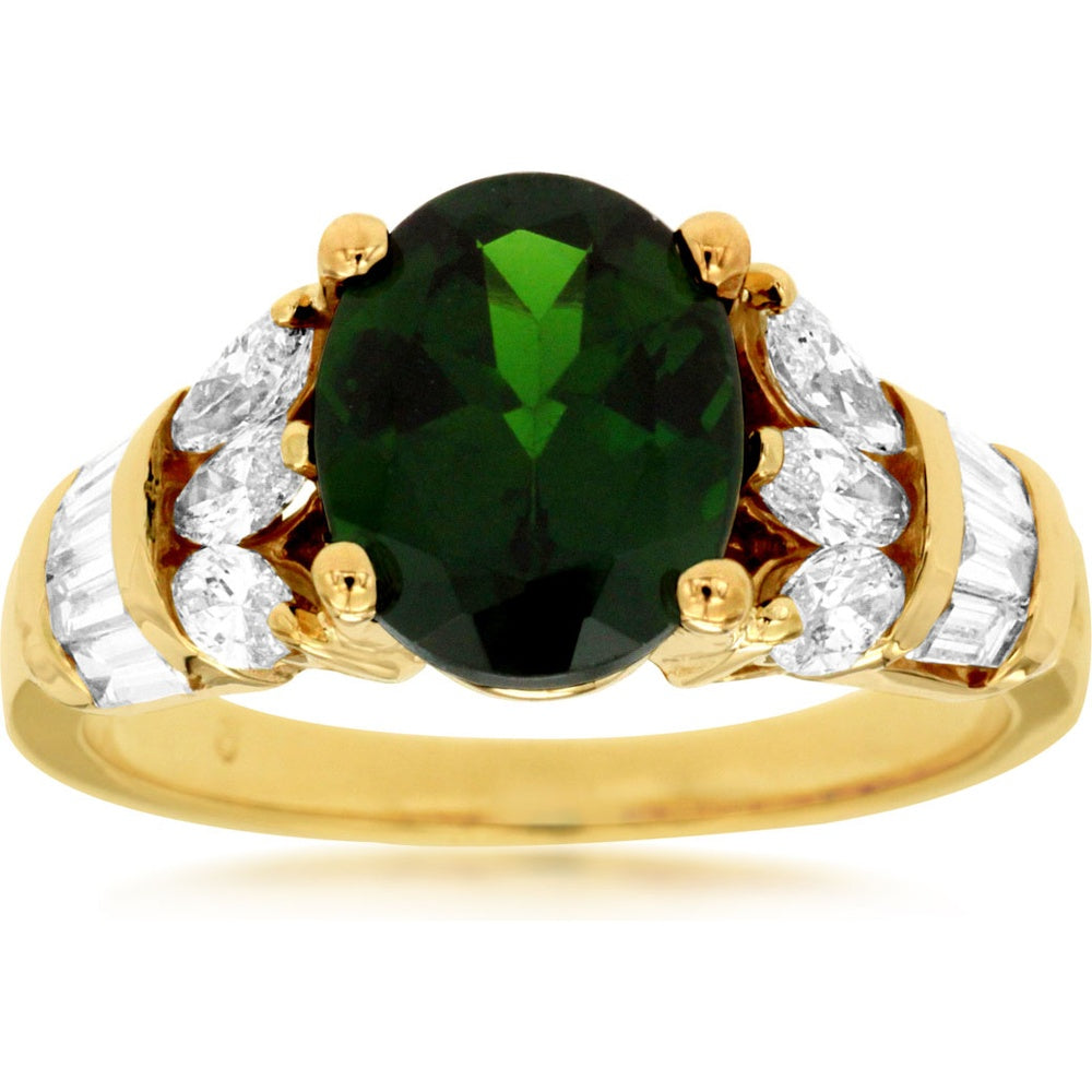 14K Yellow Gold Oval Russalite and Diamond Cluster Ring - 2.50 Carat Russalite with 1.25 Carat Total Diamond Weight - Royal Jewelry