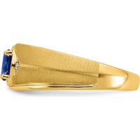 14K Yellow Gold Oval Sapphire and Diamond Men's Ring - 0.6 Carat Sapphire, 0.01 Carat Total Diamond Weight by 0