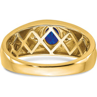 14K Yellow Gold Oval Sapphire and Diamond Men's Ring - 0.6 Carat Sapphire, 0.01 Carat Total Diamond Weight by 0