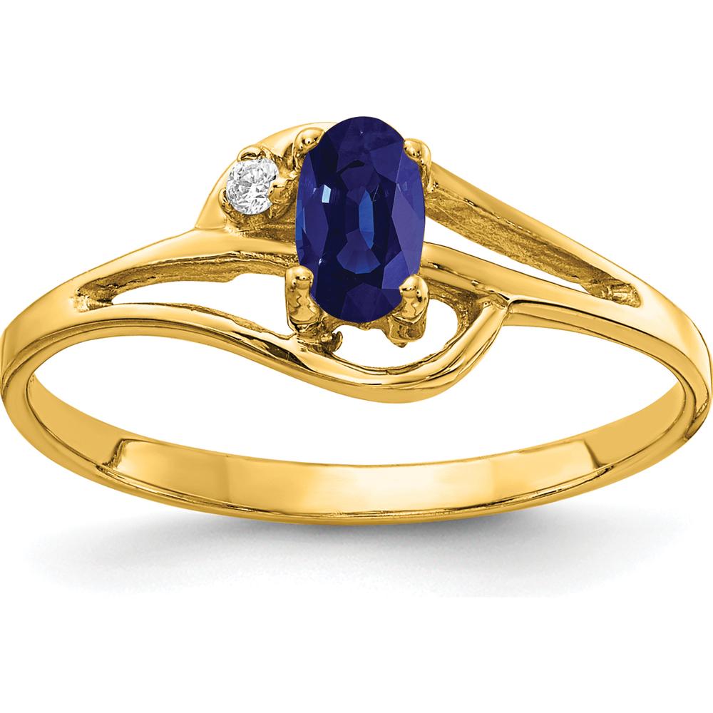 14K Yellow Gold Oval Sapphire and Diamond Ring - 0.35 Carat Sapphire, 0.012 Carat Diamond by Monteluci Fine Jewelry