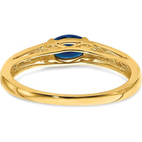 14K Yellow Gold Oval Sapphire and Diamond Ring with East-West Setting - 0.6 Carat Sapphire, 0.08 Carat Diamond Weight by 0