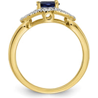 14K Yellow Gold Oval Sapphire and Diamond Ring with Milgrain Detail - 0.519 Carat Sapphire, 0.22 Carat Diamond Total Weight by 0