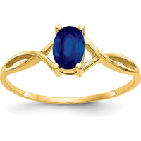14K Yellow Gold Oval Sapphire Birthstone Ring - 0.68 Carat Sapphire by Oro Pregiato