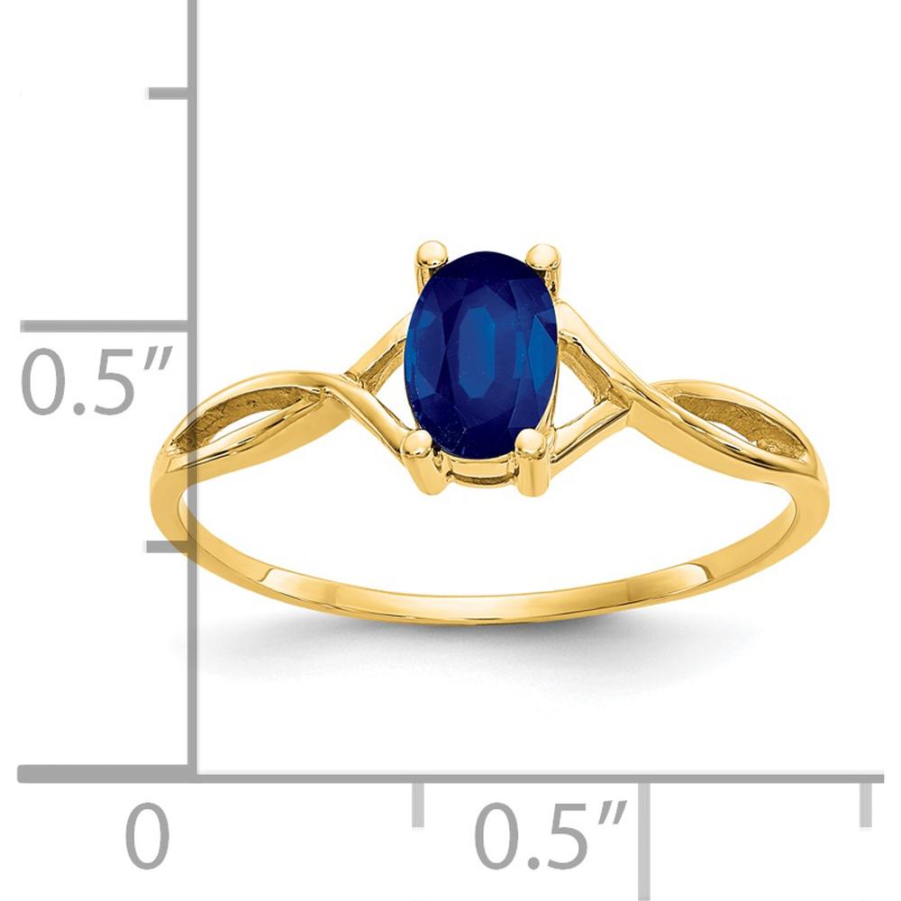 14K Yellow Gold Oval Sapphire Birthstone Ring - 0.68 Carat Sapphire by Oro Pregiato