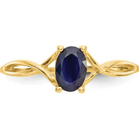 14K Yellow Gold Oval Sapphire Birthstone Ring - 0.68 Carat Sapphire by Oro Pregiato