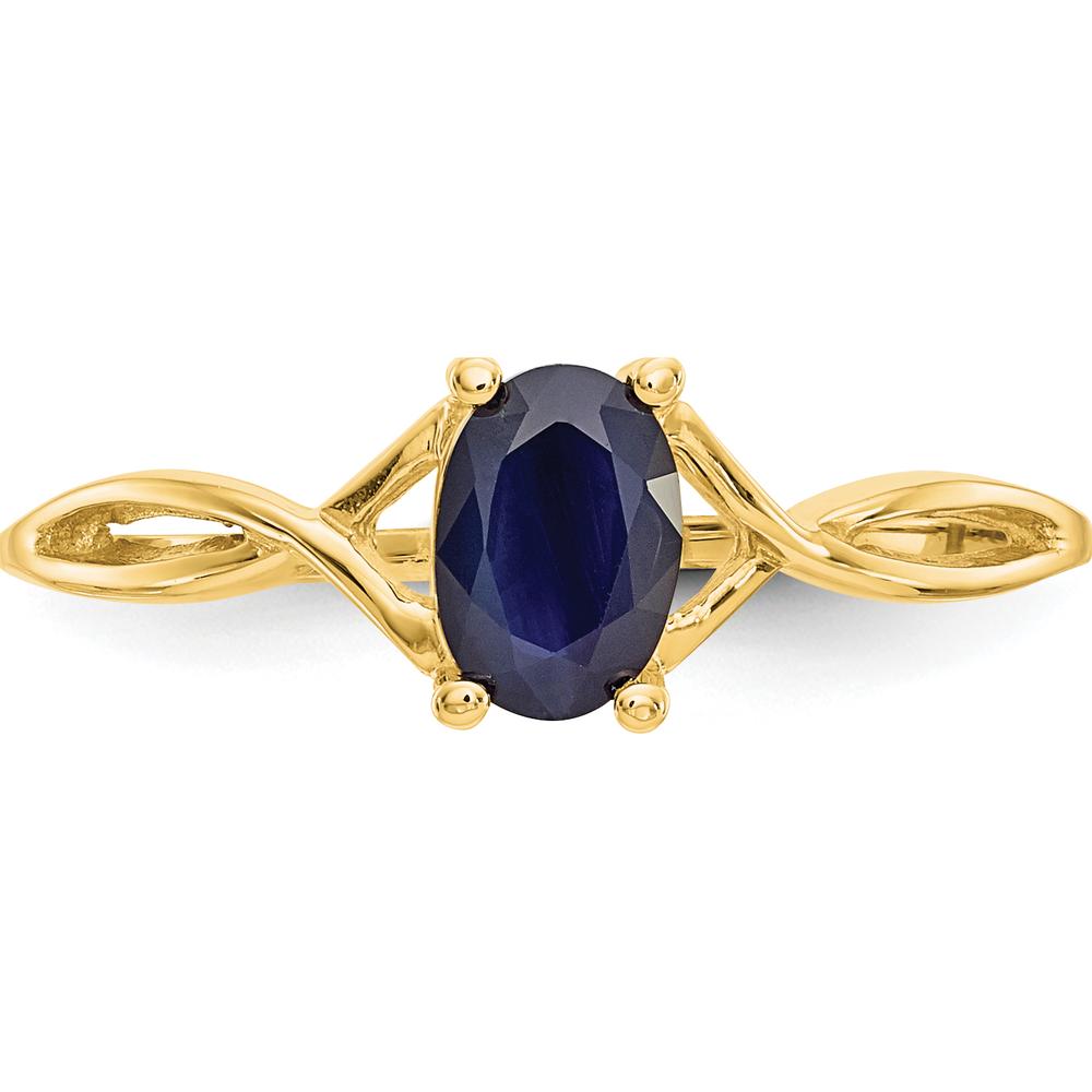 14K Yellow Gold Oval Sapphire Birthstone Ring - 0.68 Carat Sapphire by Oro Pregiato
