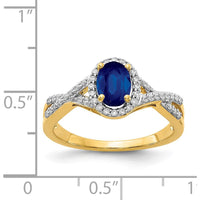 14K Yellow Gold Oval Sapphire Halo Ring with Round Diamonds - 1.00 Carat Sapphire, 0.0045 Carat Total Diamond Weight by 0