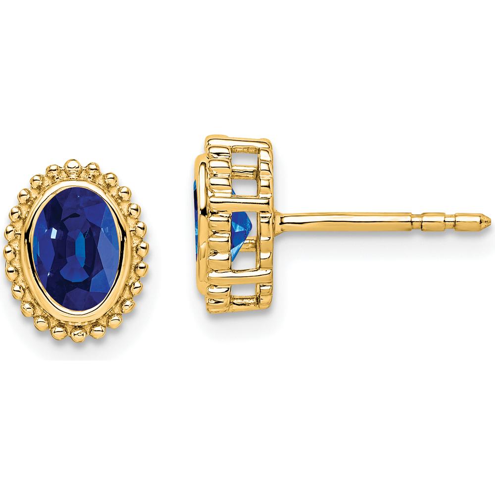 14K Yellow Gold Oval Sapphire Post Earrings - 0.25 Carat Total Sapphire Weight by Monteluci Fine Jewelry