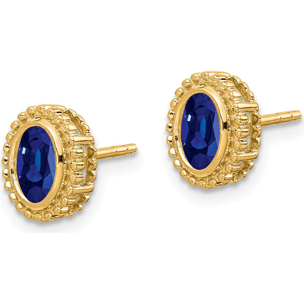 14K Yellow Gold Oval Sapphire Post Earrings - 0.25 Carat Total Sapphire Weight by Monteluci Fine Jewelry