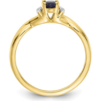 14K Yellow Gold Oval Sapphire Ring with Round Diamonds - 0.60 Carat Sapphire, 0.048 Carat Total Diamond Weight by 0