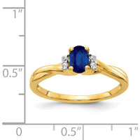 14K Yellow Gold Oval Sapphire Ring with Round Diamonds - 0.60 Carat Sapphire, 0.048 Carat Total Diamond Weight by 0