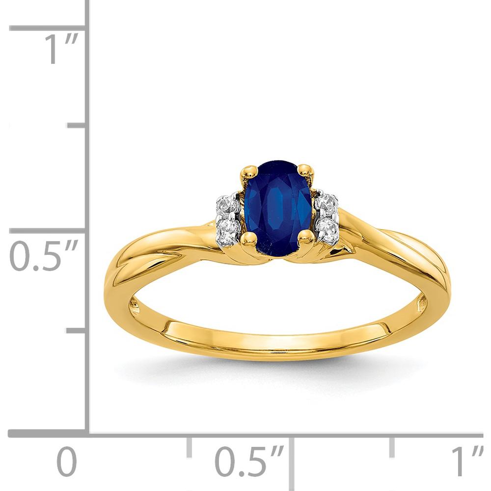 14K Yellow Gold Oval Sapphire Ring with Round Diamonds - 0.60 Carat Sapphire, 0.048 Carat Total Diamond Weight by 0