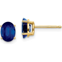 14K Yellow Gold Oval Sapphire Stud Earrings - 1.05 Carat Total Sapphire Weight by Monteluci Fine Jewelry