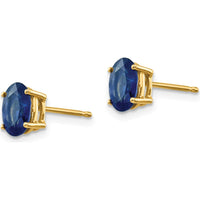 14K Yellow Gold Oval Sapphire Stud Earrings - 1.05 Carat Total Sapphire Weight by Monteluci Fine Jewelry