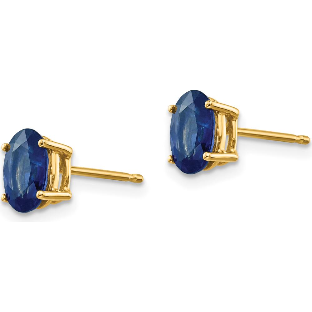 14K Yellow Gold Oval Sapphire Stud Earrings - 1.05 Carat Total Sapphire Weight by Monteluci Fine Jewelry