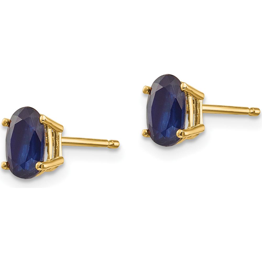14K Yellow Gold Oval Sapphire Stud Earrings with Natural Faceted Blue Sapphires - 0.68 Carat Total Gem Weight by Oro Pregiato